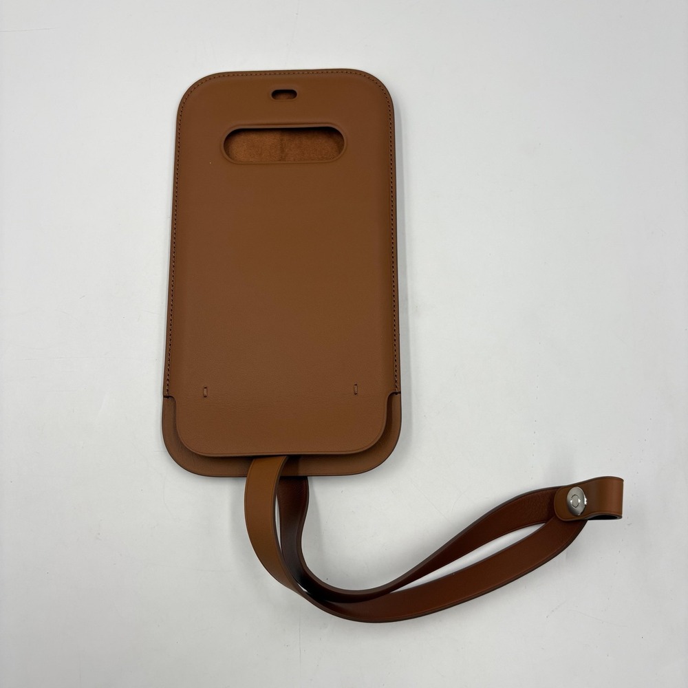 Apple Leather Carry Case Brown Wrist Strap Sleeve For IPhone 12 Plain MagSafe